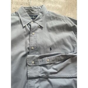 Ralph Lauren Blue Gray Yarmouth Polo W/ Logo XXL 100% Cotton‎